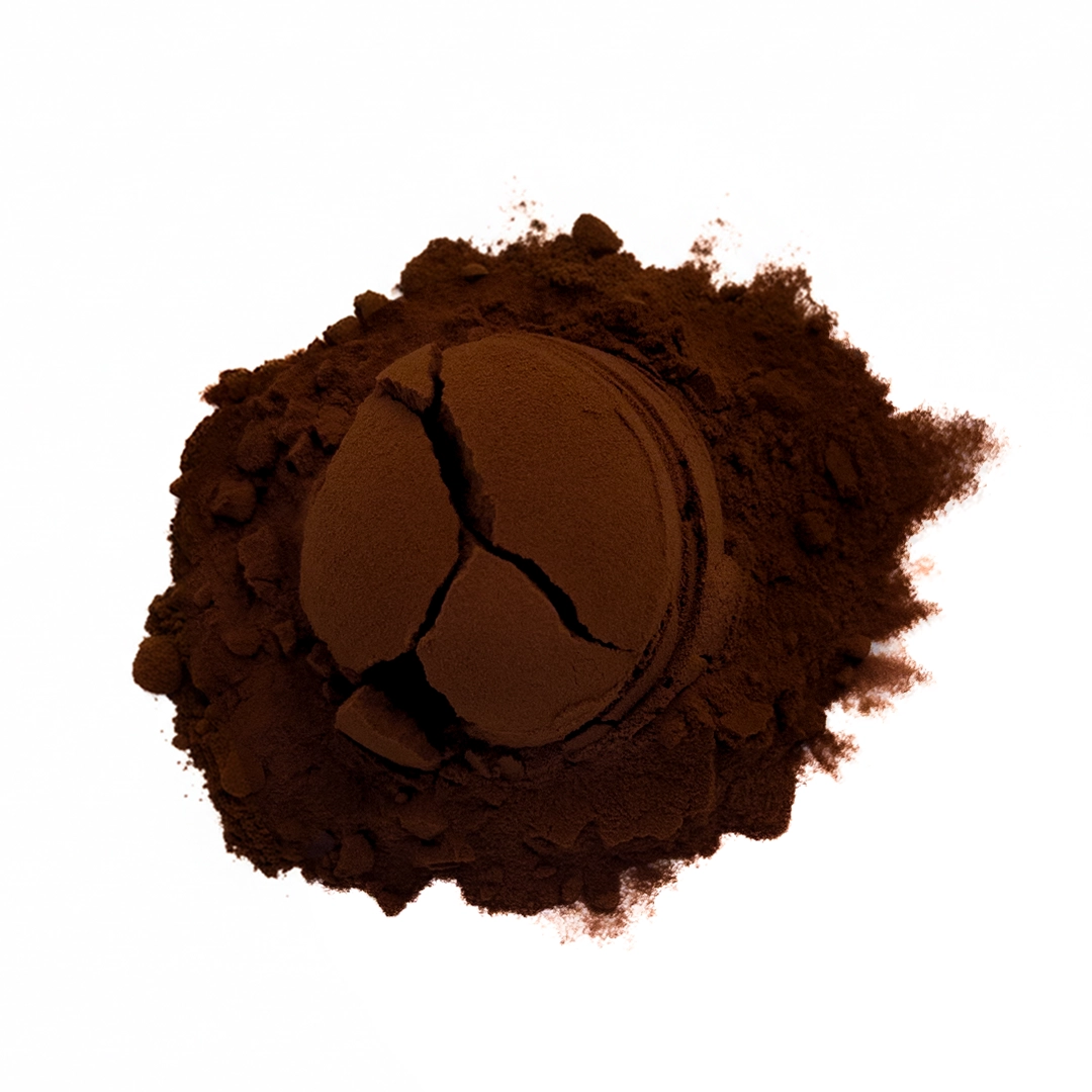 Instant brick tea powder, dark brown fine powder, a type of dark tea with a distinct areca-nut (betel-nut) aroma.